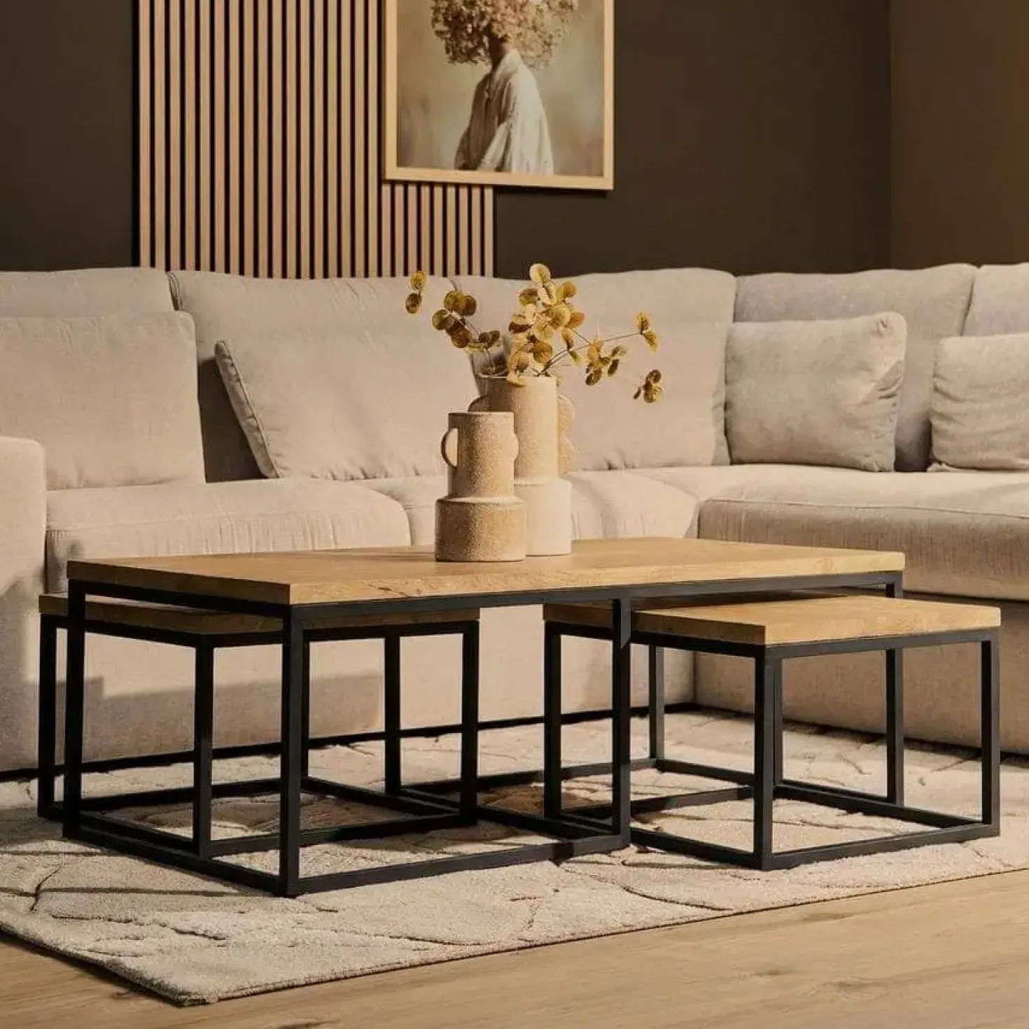 Alaska Salontafel Set van 3 rechthoekig Mangohout 120cm
