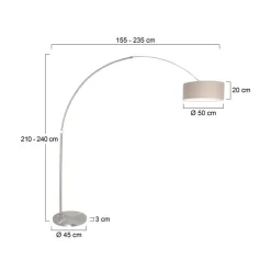 Ariana 1-lichts Vloerlamp Zwart met Wit Linnen lage kap