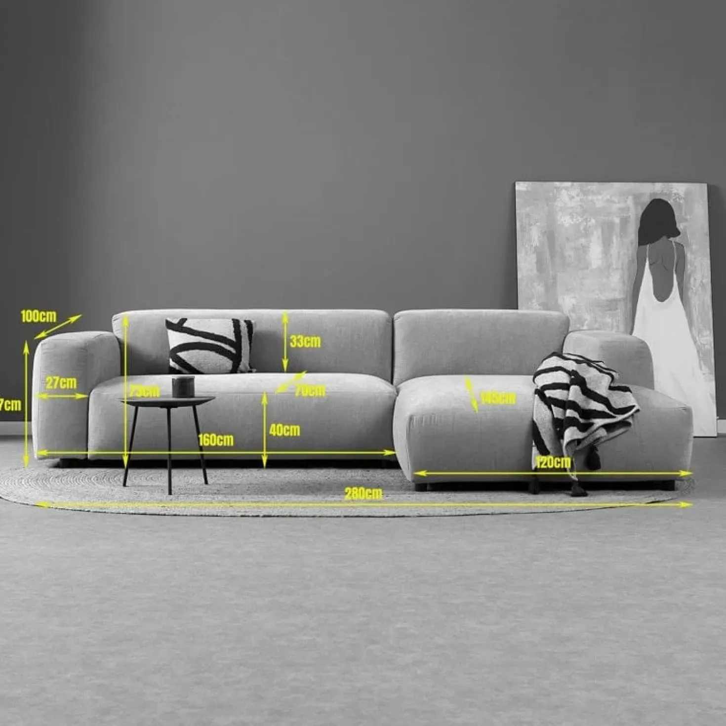 Bank Ocean Chaise longue links - Boston Cement Linnen