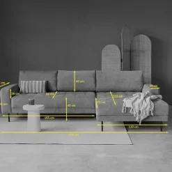 Bank Oreo Chaise longue rechts linnen bruin