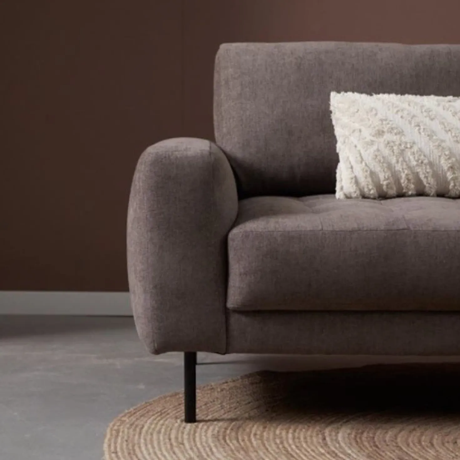 Bank Oreo Chaise longue rechts linnen bruin