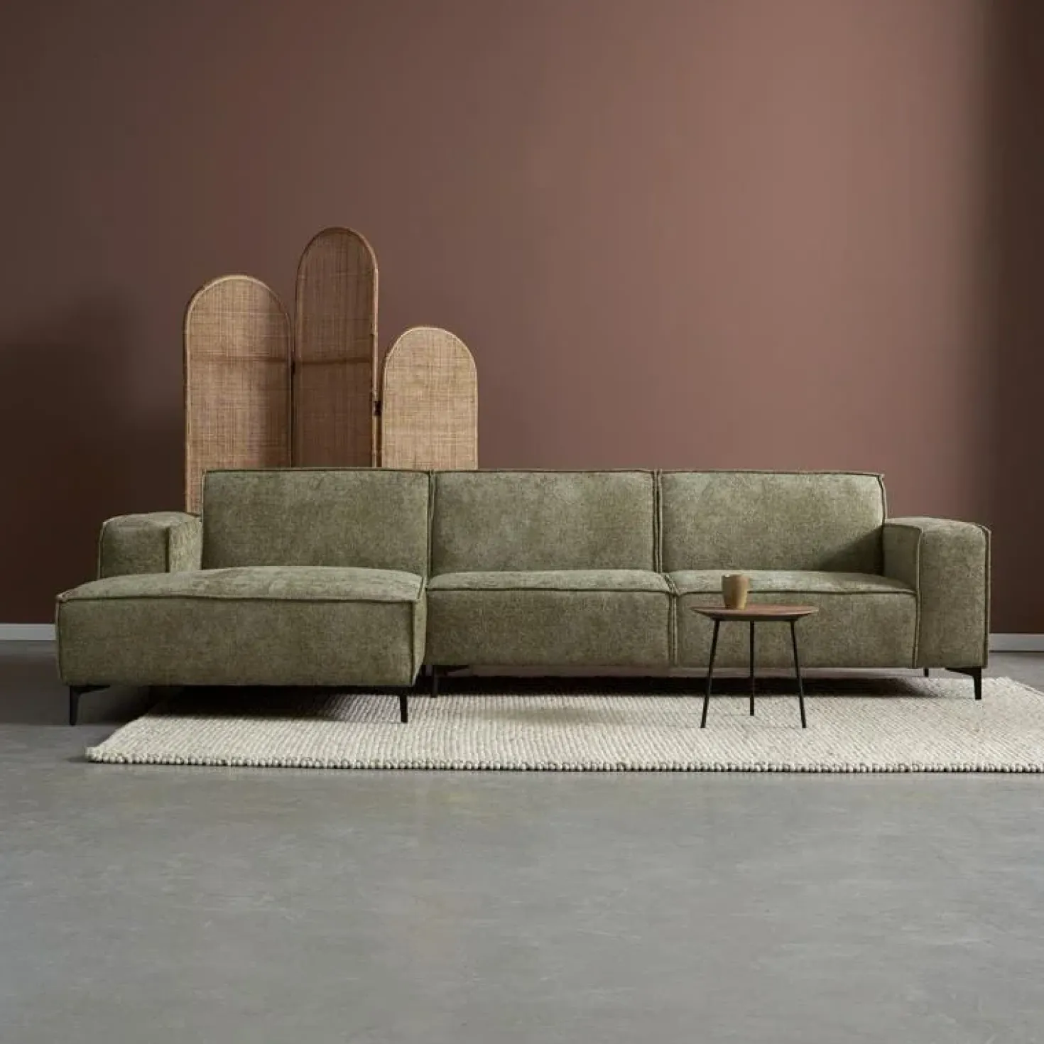 Bank River Chaise longue links – Groen stof
