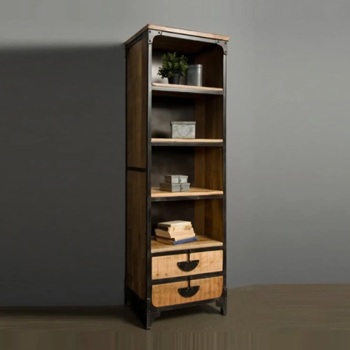 Basto Boekenkast 2 lades mango naturel matt