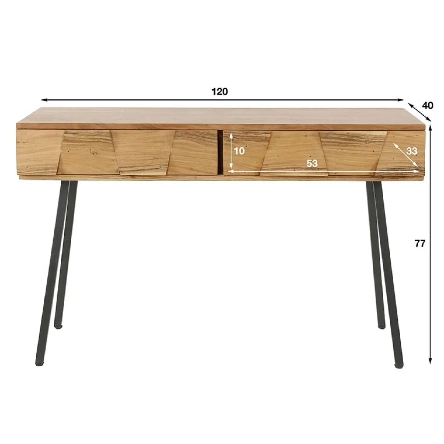 Caressa kaptafel industrieel 125cm