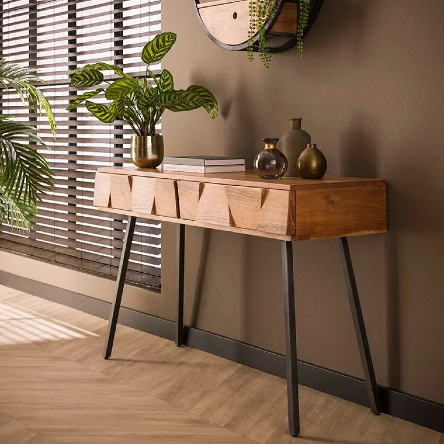 Caressa kaptafel industrieel 125cm