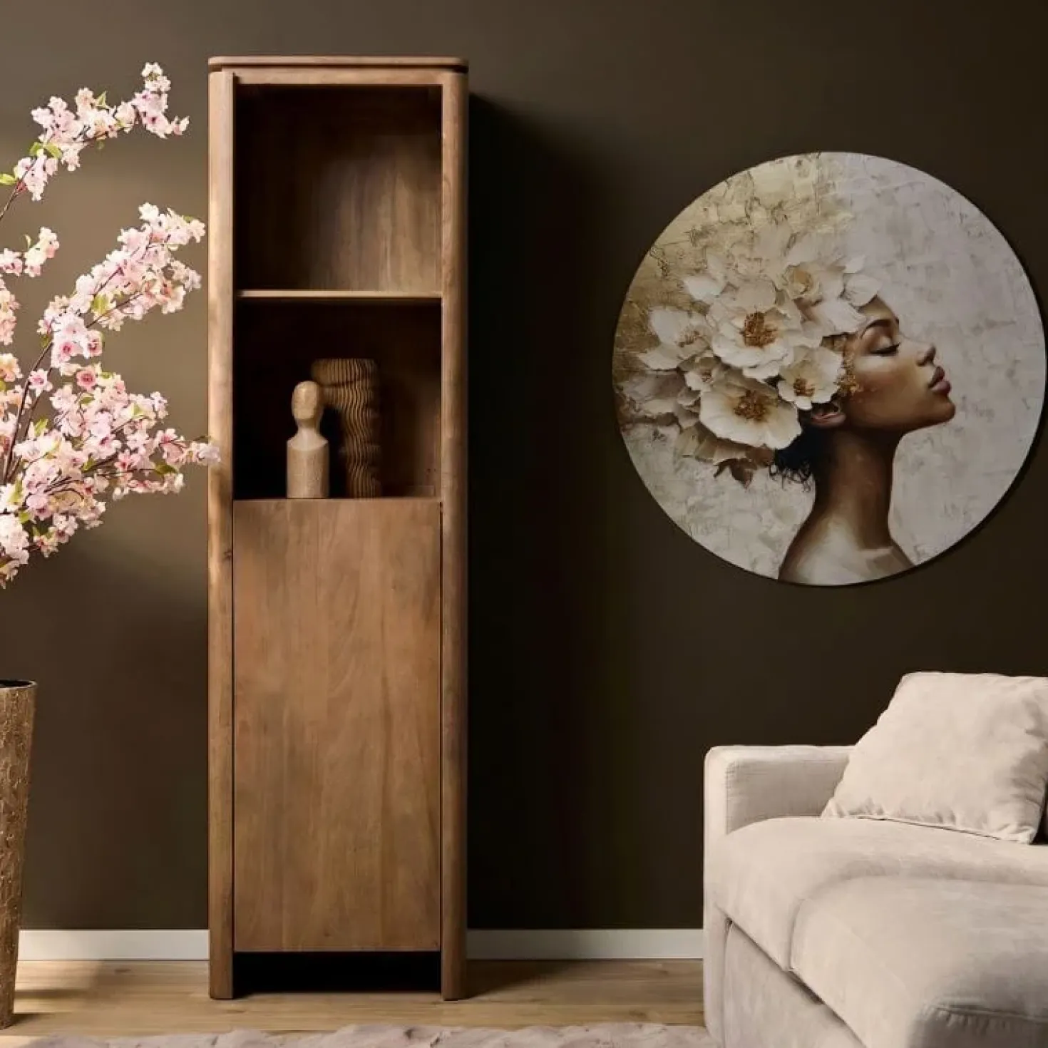 Dallas Boekenkast Naturel Mangohout 55cm