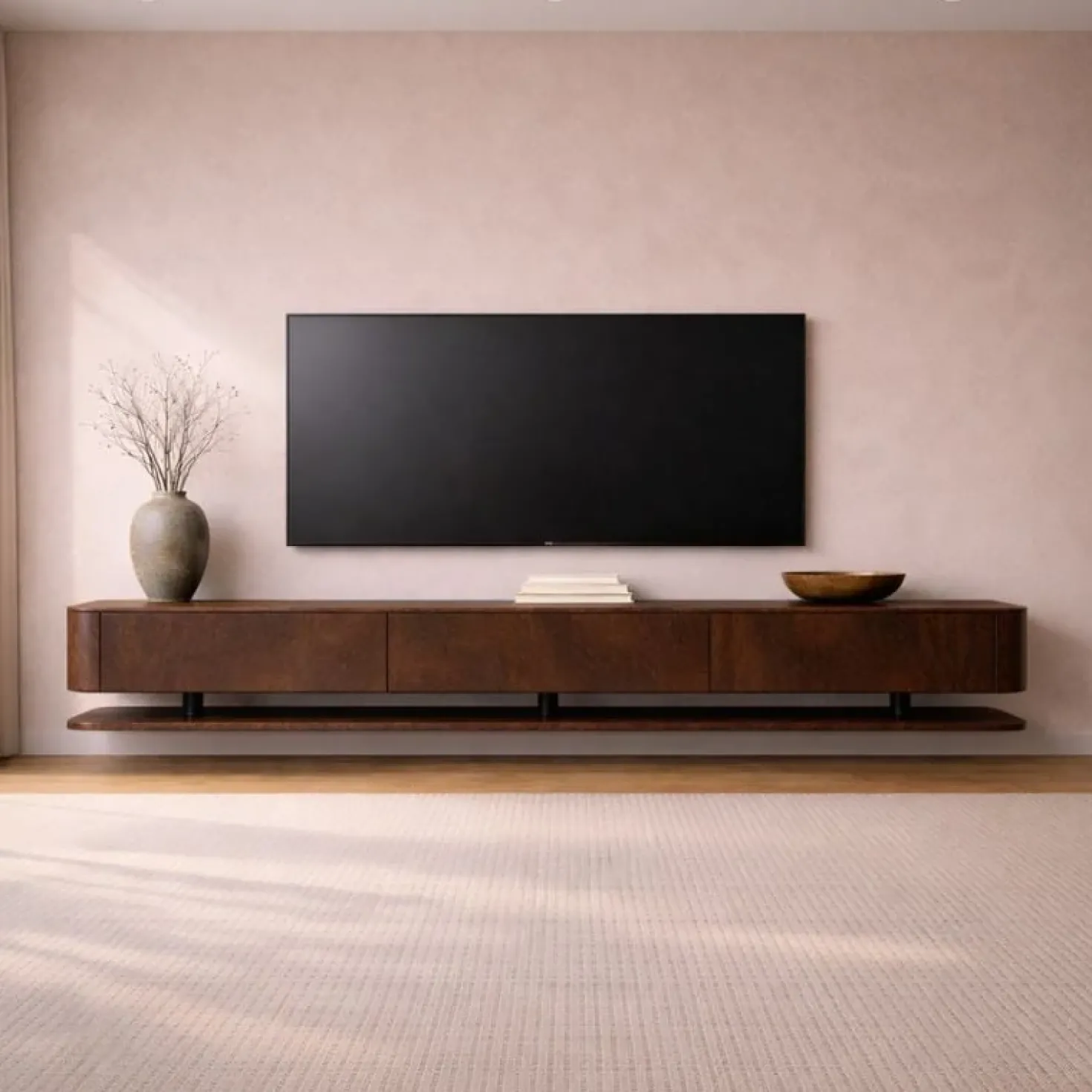 Dani Zwevend Tv meubel walnoot 230cm