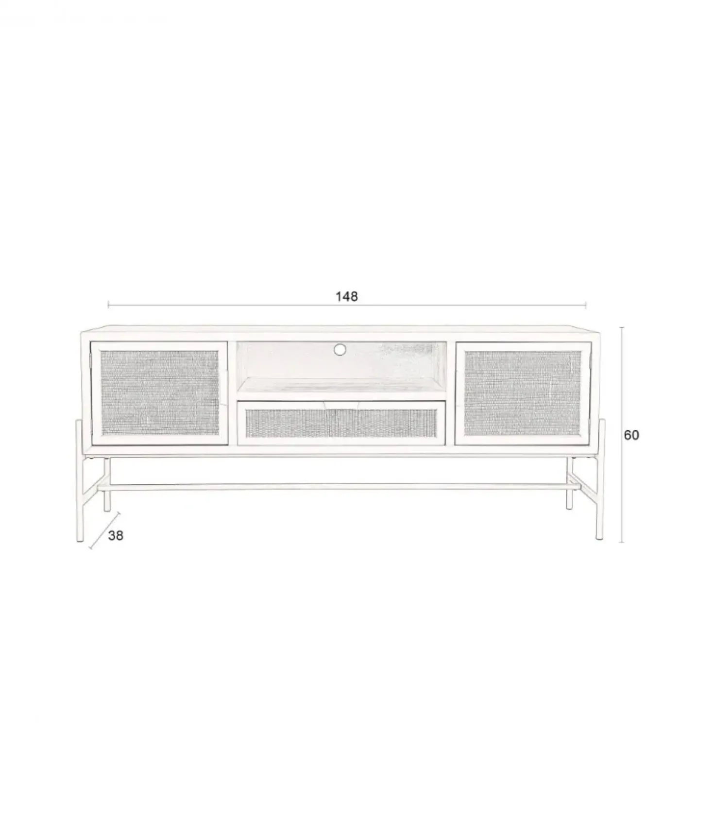 Dressoir Yasu Rotan Zwart 148cm