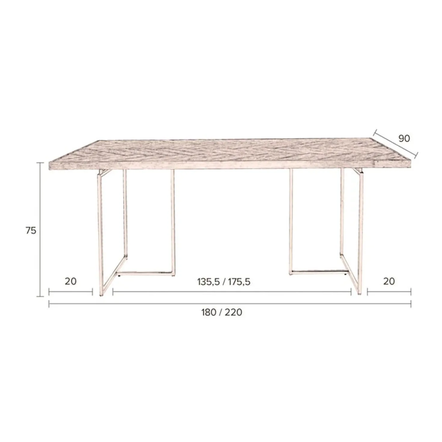 Dutchbone Eetkamertafel Class 180x90cm zwart