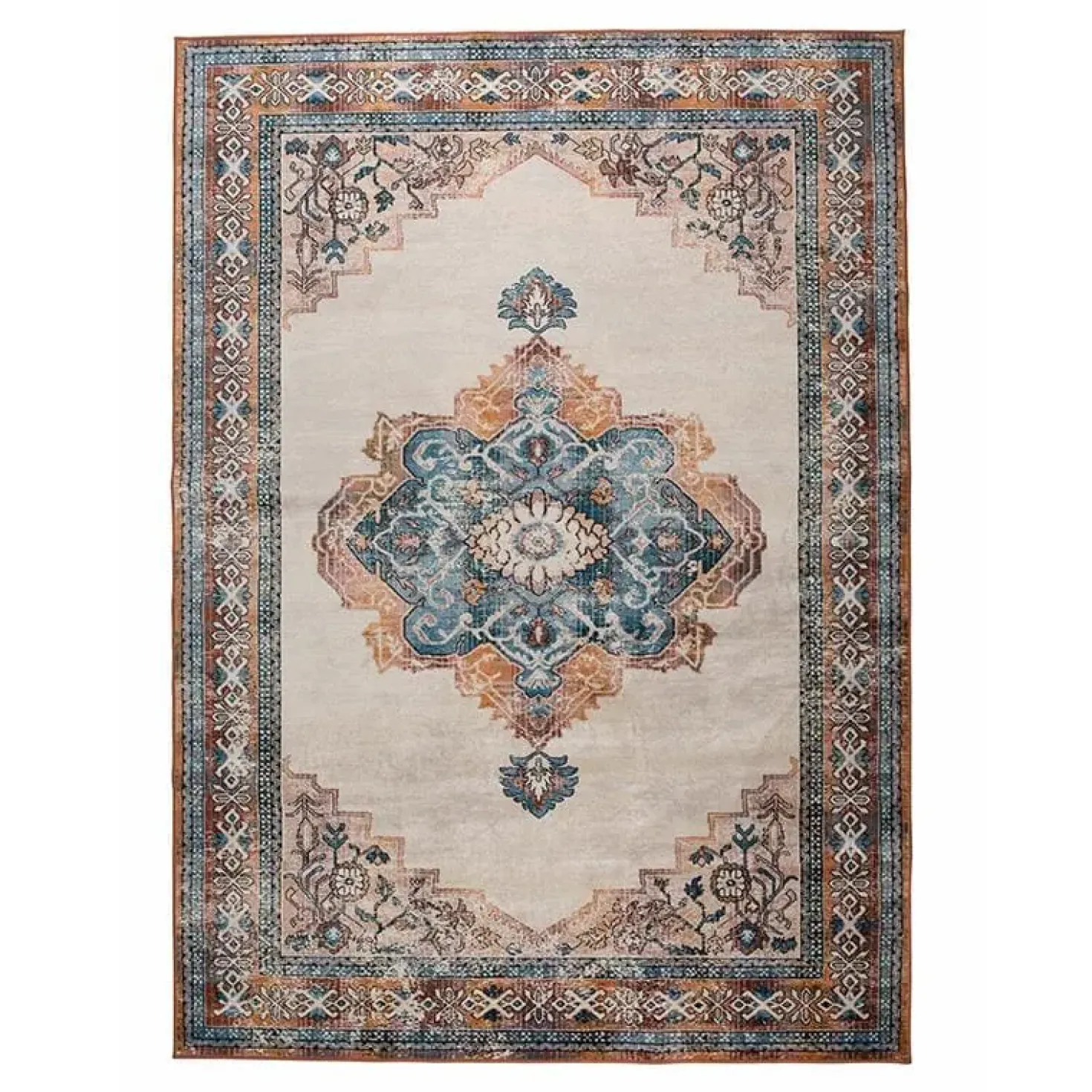Dutchbone Mahal Vloerkleed Blauw Brick 200x300cm