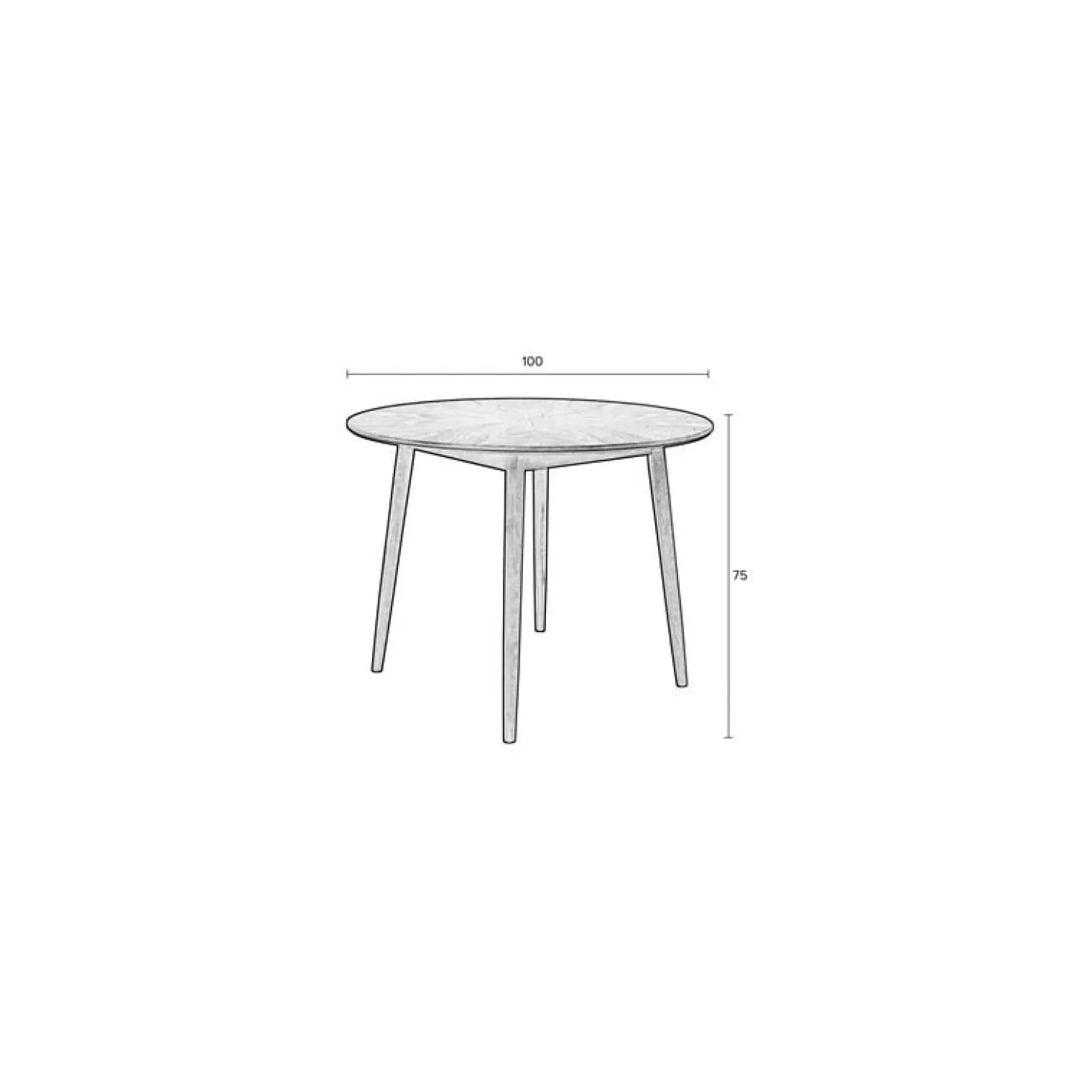 Eettafel Fabio Rond Eikenhout 100cm