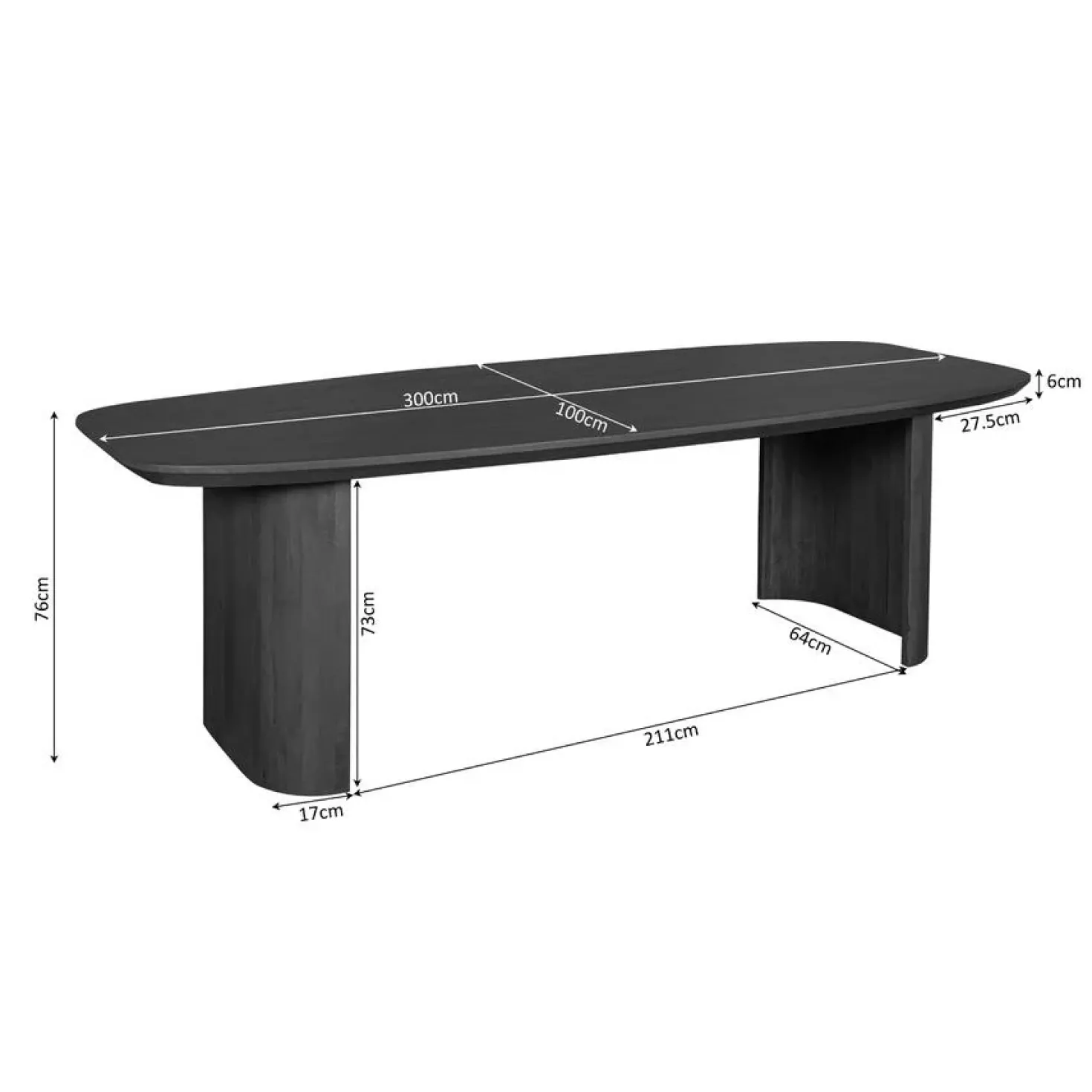 Eettafel Mario Deens ovaal walnoot 300cm