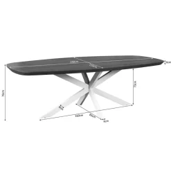 Eettafel Martin Deens ovaal Walnoot Zwarte poot 240cm