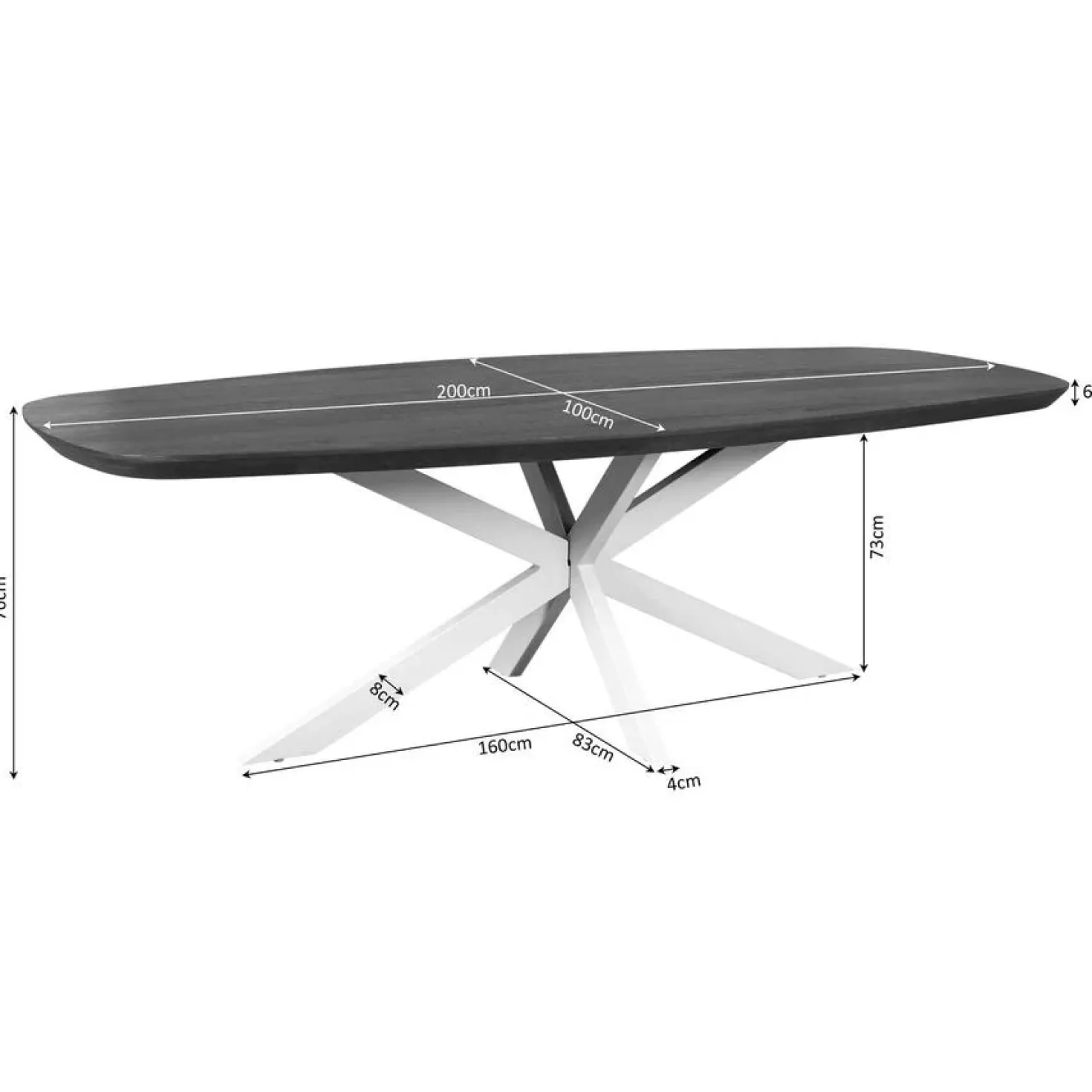 Eettafel Martin deens ovaal Naturel 200cm
