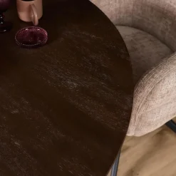 Eettafel Martin rond Walnoot Zwarte poot 130cm