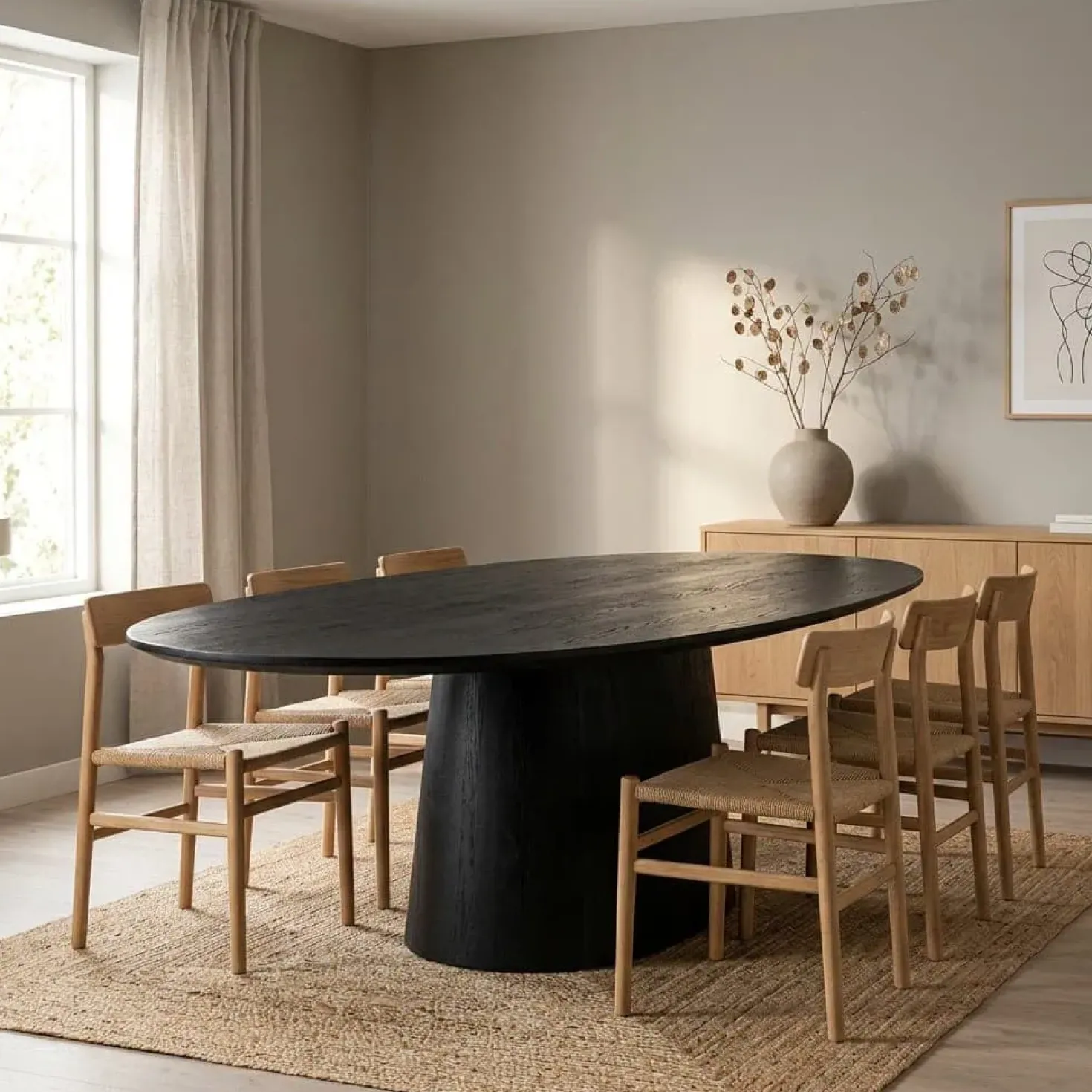 Eleonora eettafel Aron ovaal 250×110 zwart