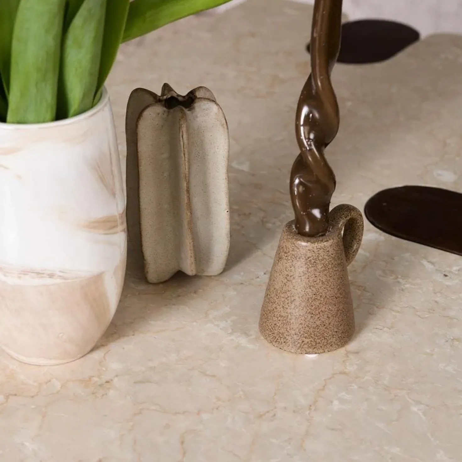 Elodie Bijzettafel Creme Marmer 57 cm
