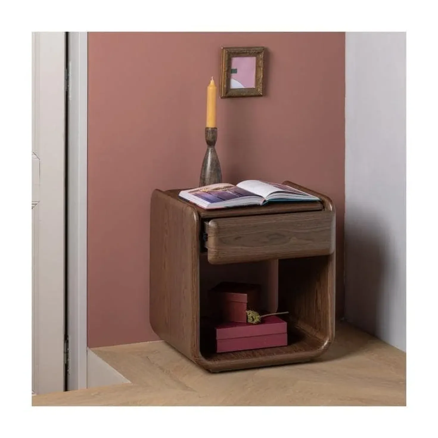 Elura Nachtkastje 1 lade Fineer Bruin 51cm