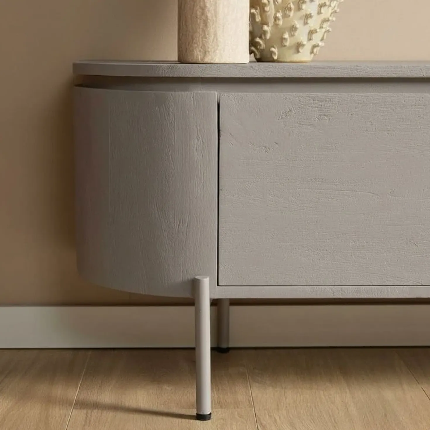 Evi Zwevend Tv meubel Taupe Mangohout 160cm