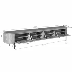 Evi Zwevend Tv meubel Taupe Mangohout 200cm