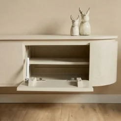 Evi Zwevend Tv meubel Zand Mangohout 160cm