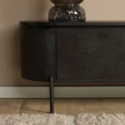 Evi Zwevend Tv meubel Zwart Mangohout 160cm