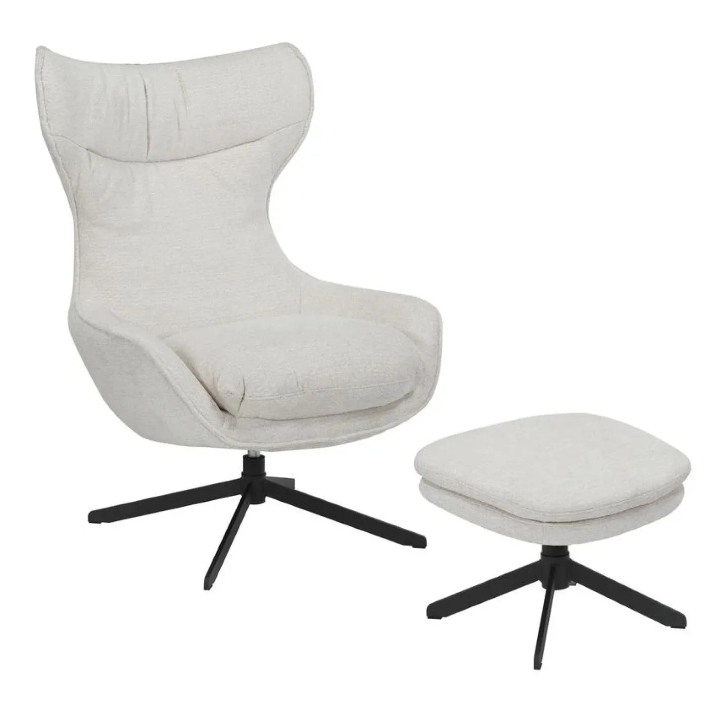 Fauteuil Hannah met voetenbank Gebroken wit