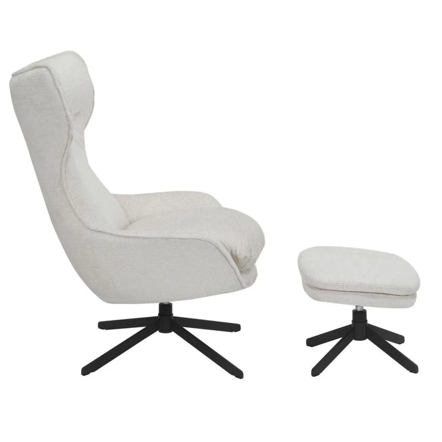 Fauteuil Hannah met voetenbank Gebroken wit