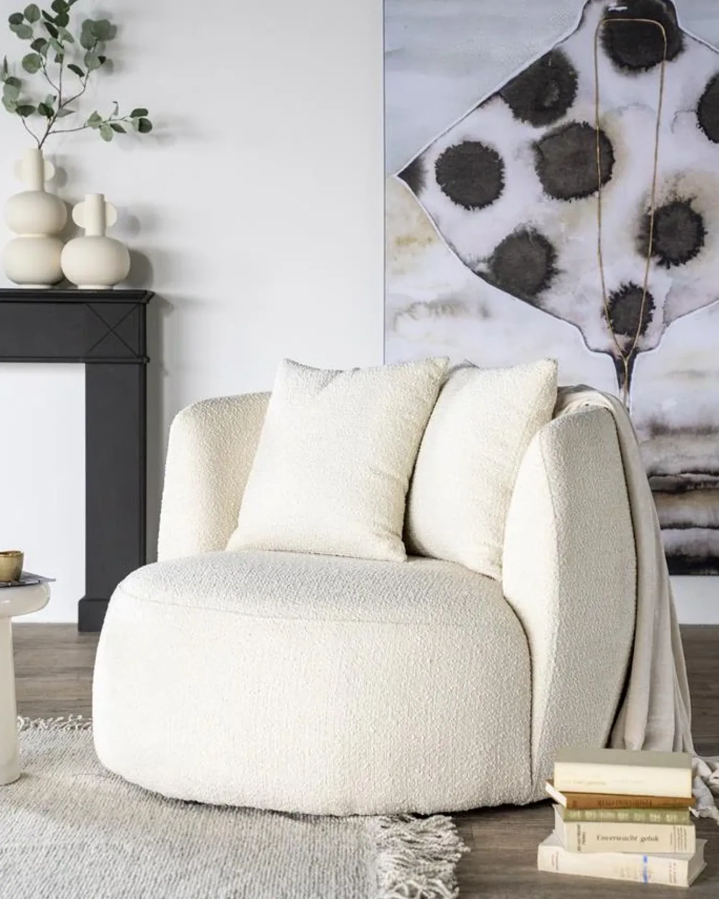 Fauteuil Louis met kussen beige spark