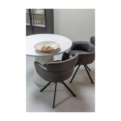 Fenne Draaibare eetkamerstoel leerlook zwart/grijs