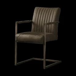 Ferro Eetkamerstoel armleuning microvezel donkerbruin 52cm
