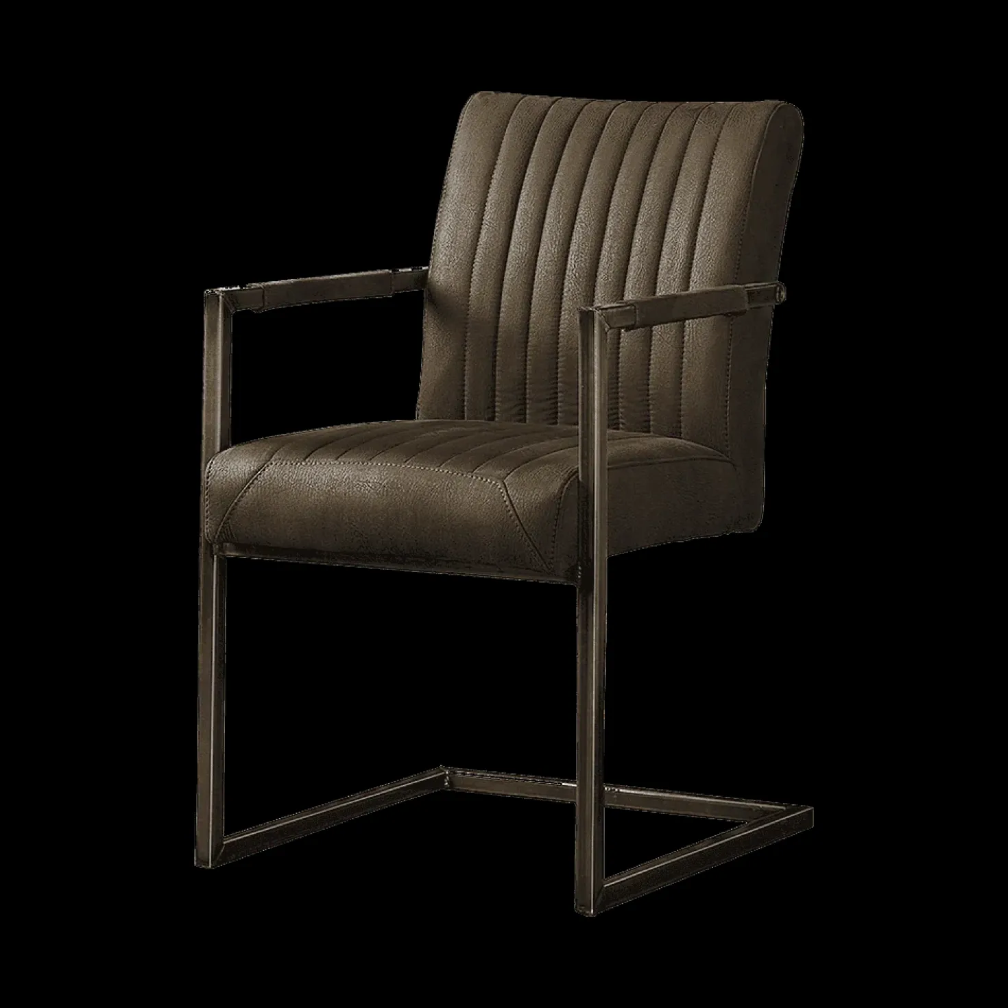Ferro Eetkamerstoel armleuning microvezel donkerbruin 52cm