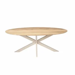 Ferry Eettafel Ovaal Naturel Eiken met zand poot 180 cm