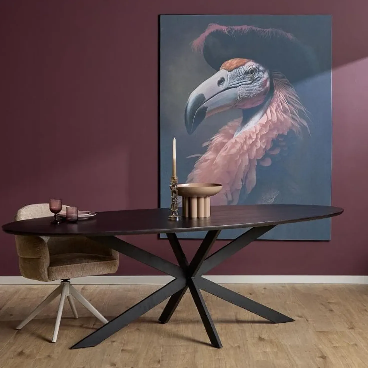 Ferry Eettafel Ovaal Zwart Eiken 280 cm
