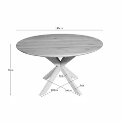 Ferry Eettafel Rond Naturel Eiken met zand poot 130 cm