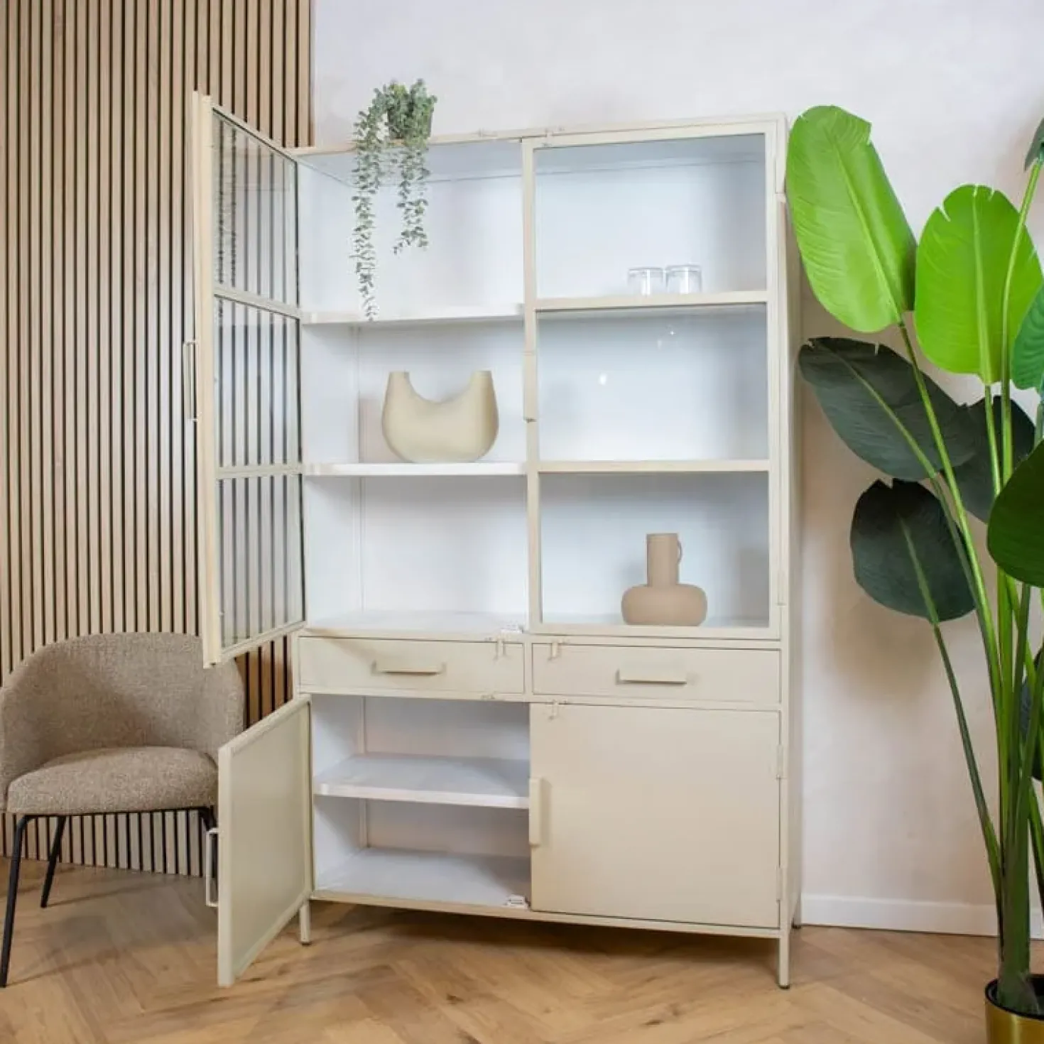 Figue vitrinekast industrieel taupe 120cm