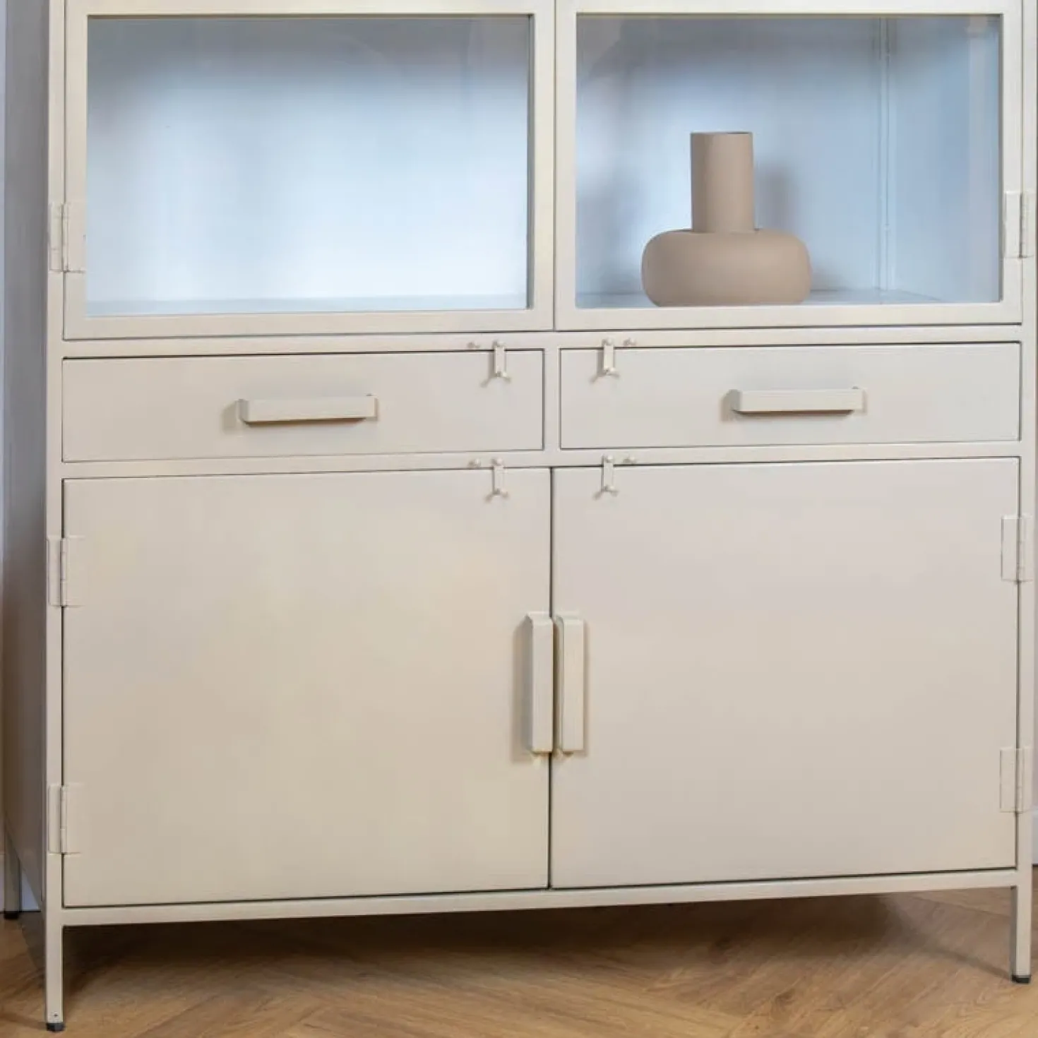Figue vitrinekast industrieel taupe 120cm