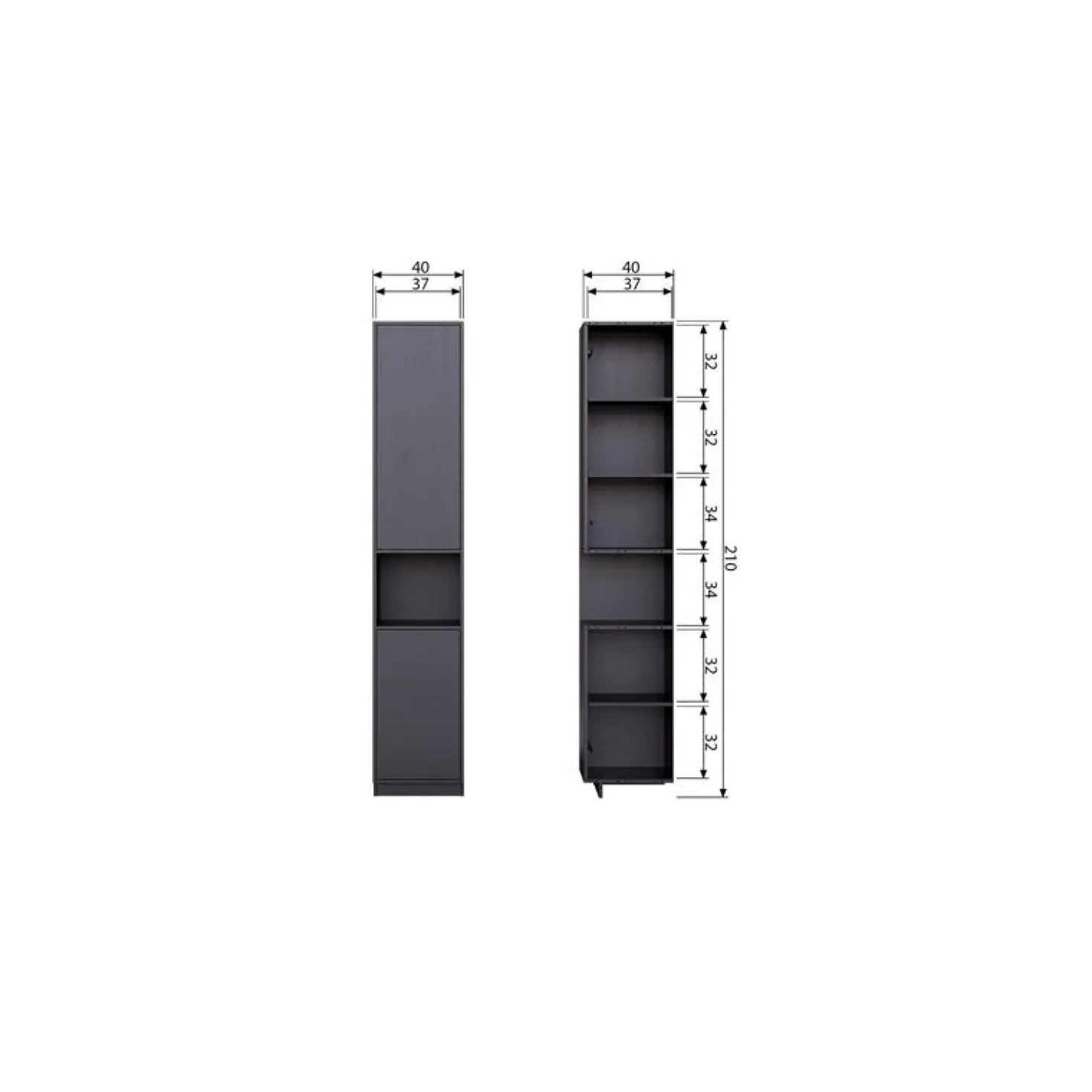 Finca Wandkast smal grenen zwart 40cm