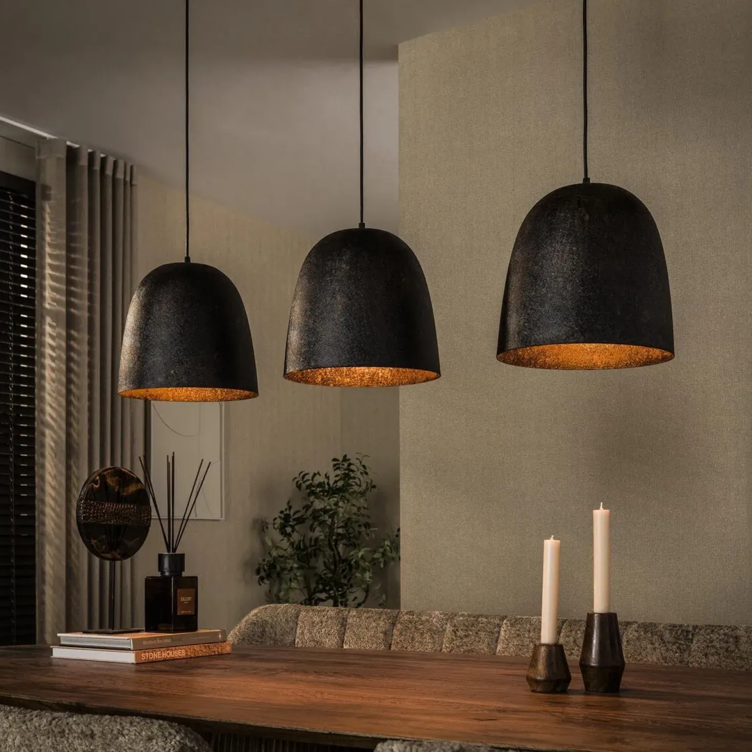 Flint 3-lichts Hanglamp Bruin