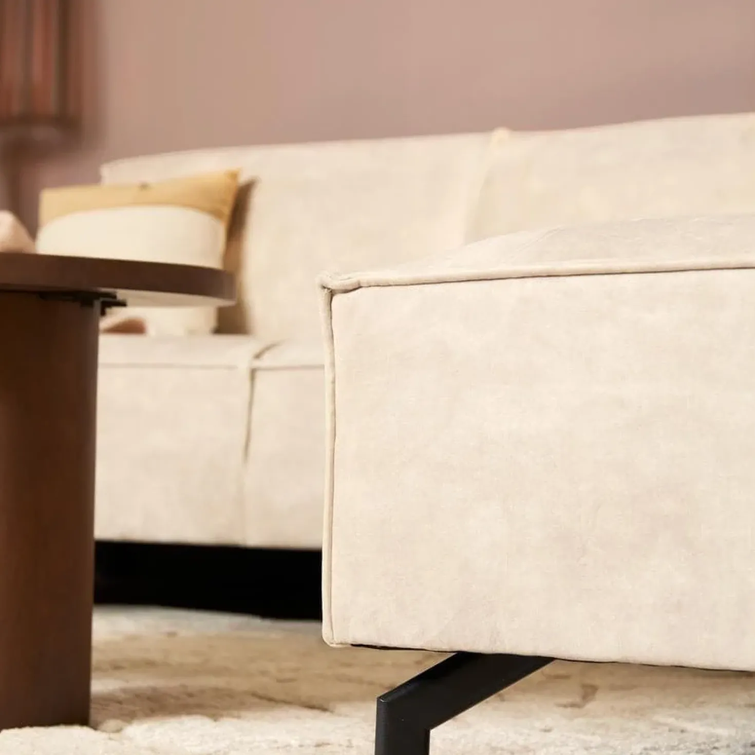 Floris Hoekbank 2,5 zits + Divan Rechts Beige Velvet