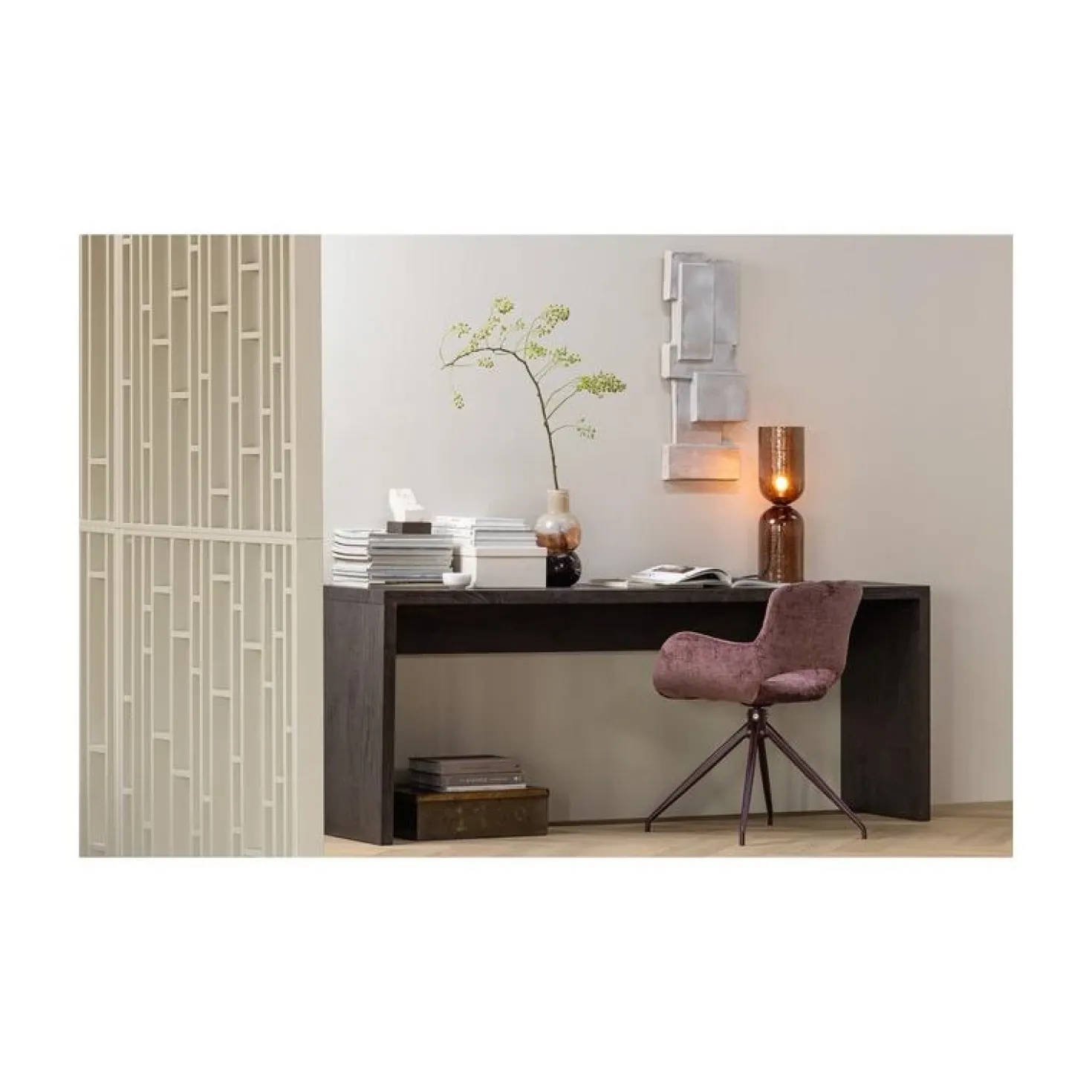 Gigi 1-lichts Tafellamp gehamerd glas bruin 51cm