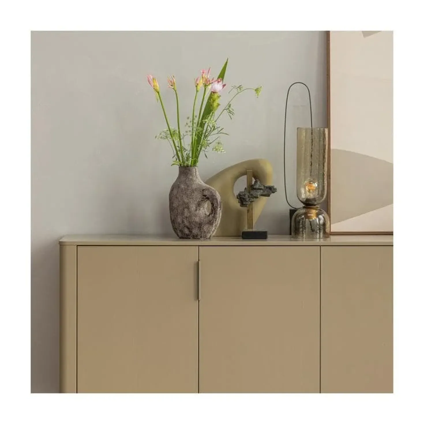 Gigi 1-lichts Tafellamp gehamerd glas naturel 38cm