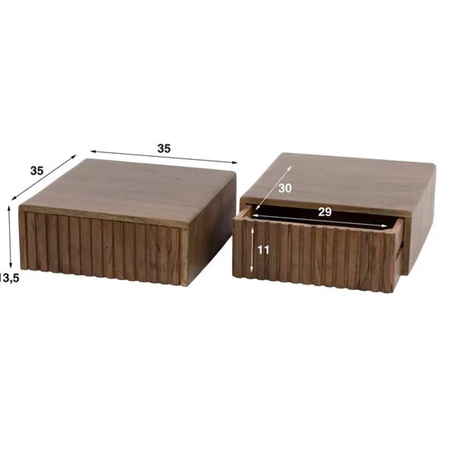 Giorgia Zwevende Nachtkastjes set van 2 met 1 lade Acaciahout Bruin 35cm