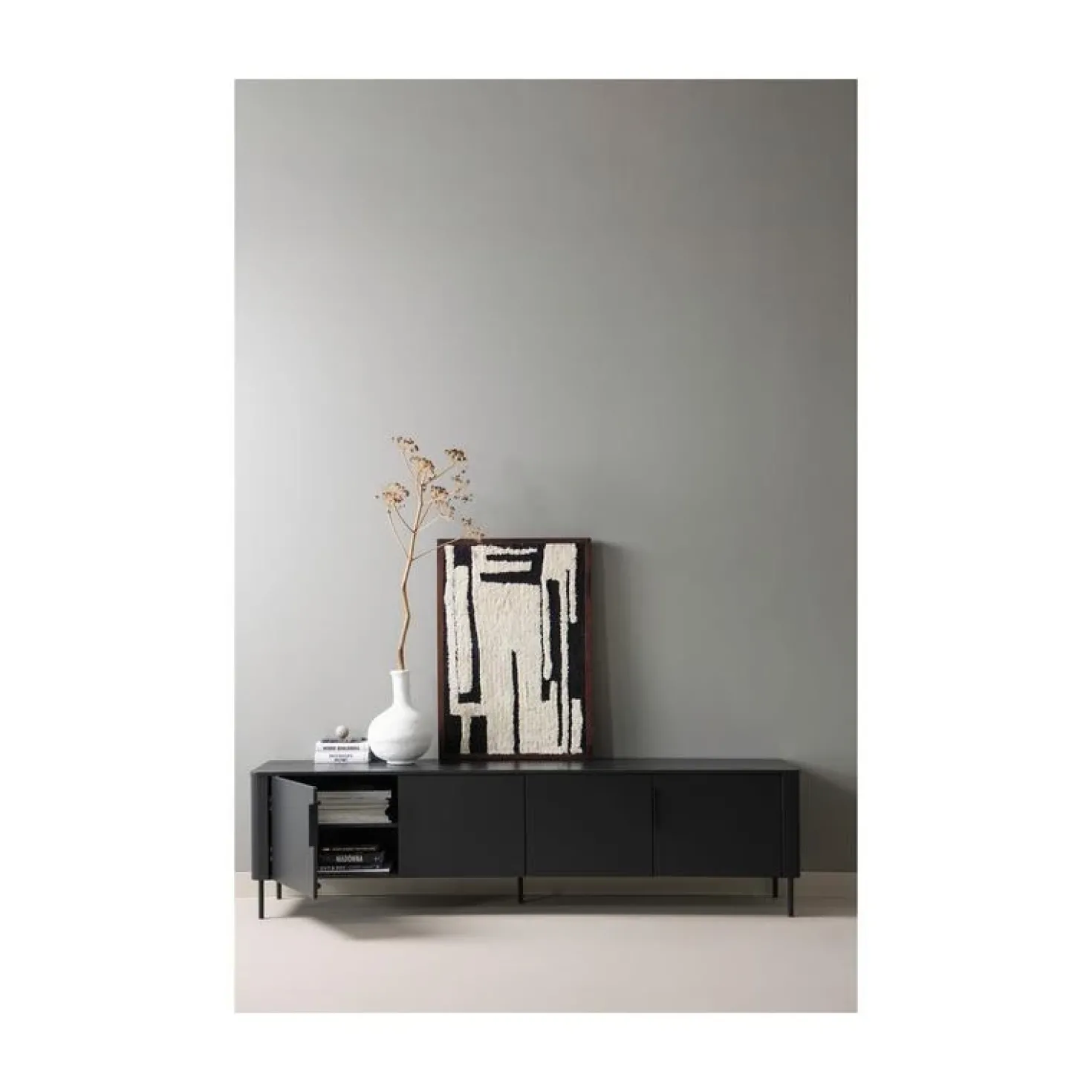 Gunnar Tv meubel grenen matzwart 200 cm