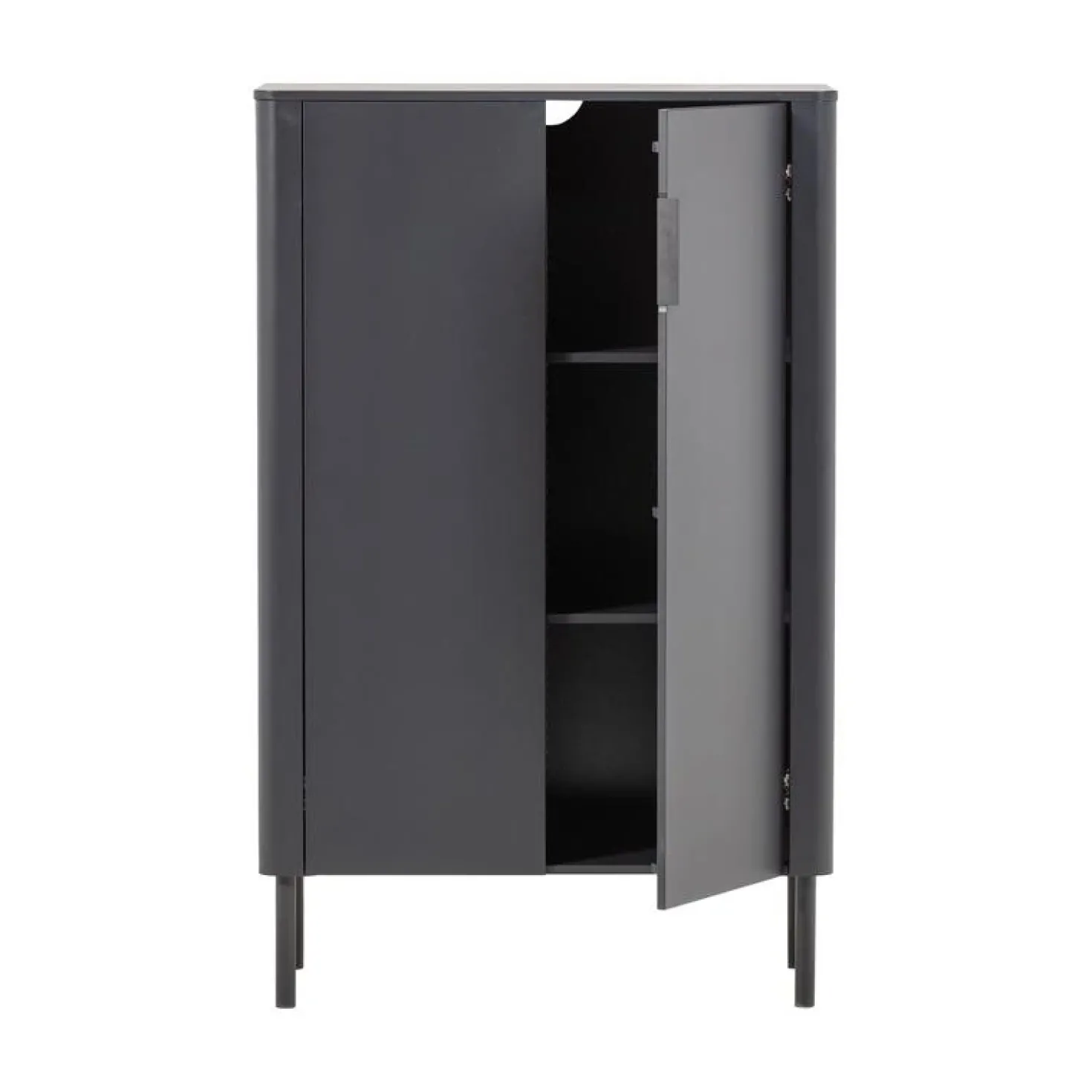 Gunnar Vitrinekast grenen matzwart 85 cm