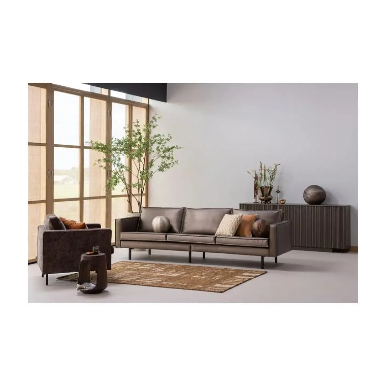 Ian Handgeweven vloerkleed wol/katoen bruin 170x240cm