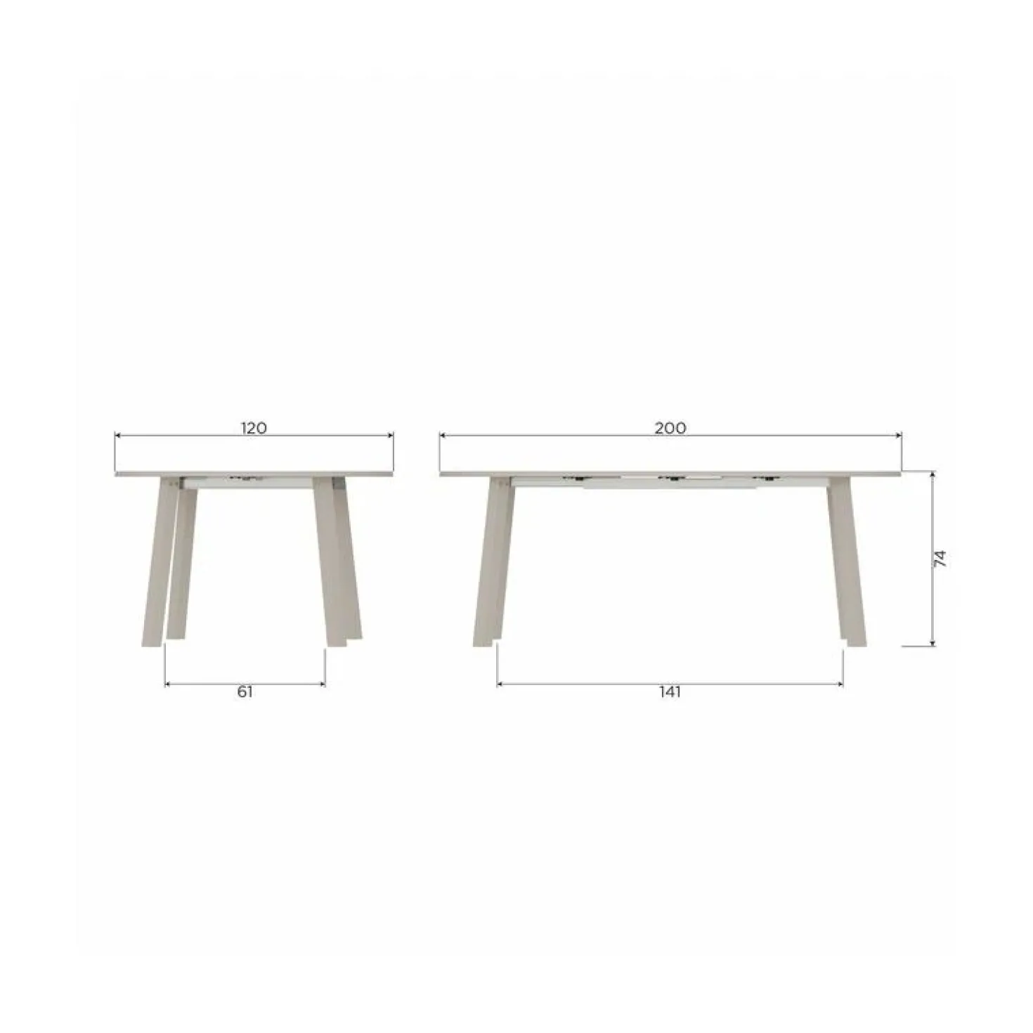 Janne Uitschuifbare eettafel rond eiken dakargrau 120/160/200cm