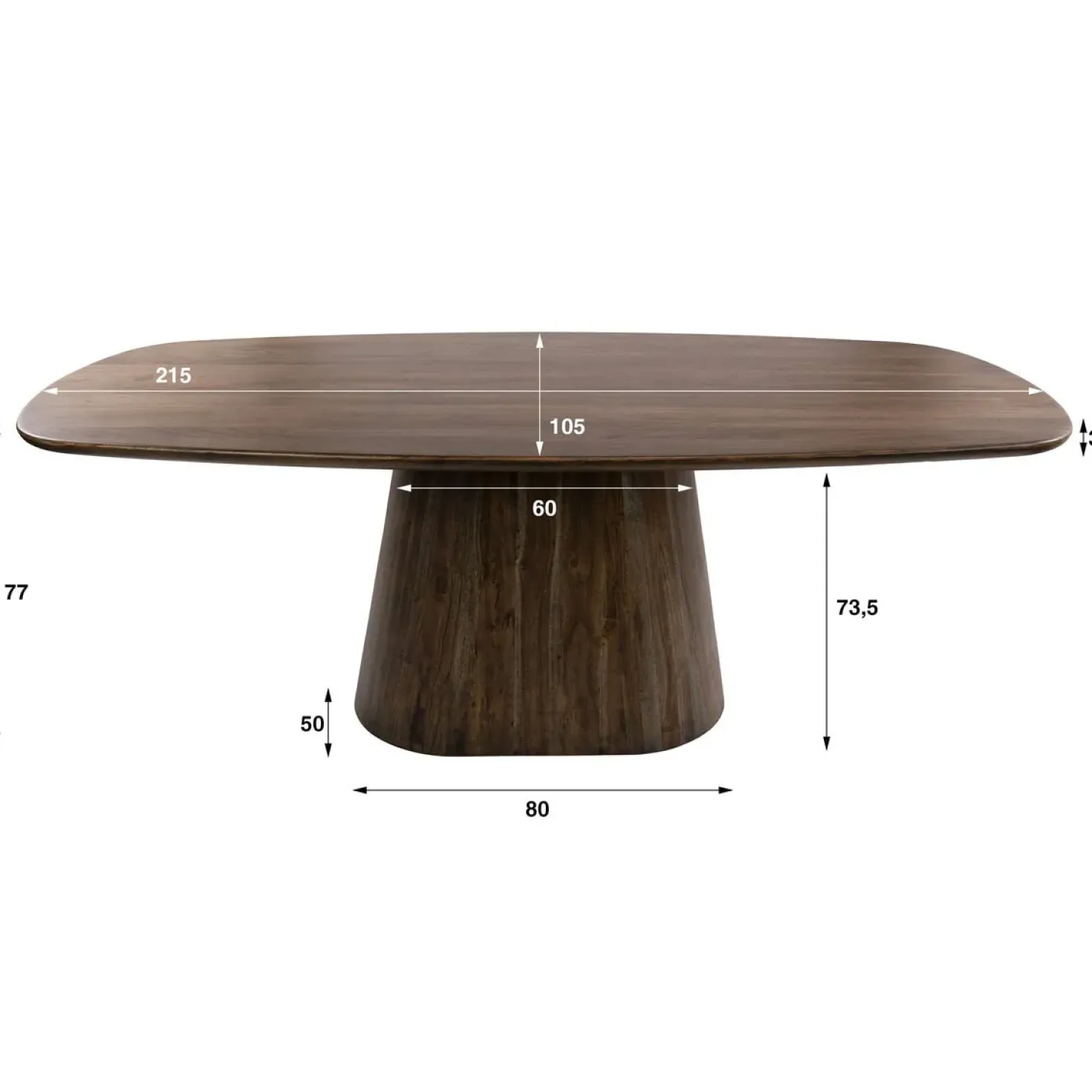 Jennie Eettafel deens ovaal Bruin 215cm