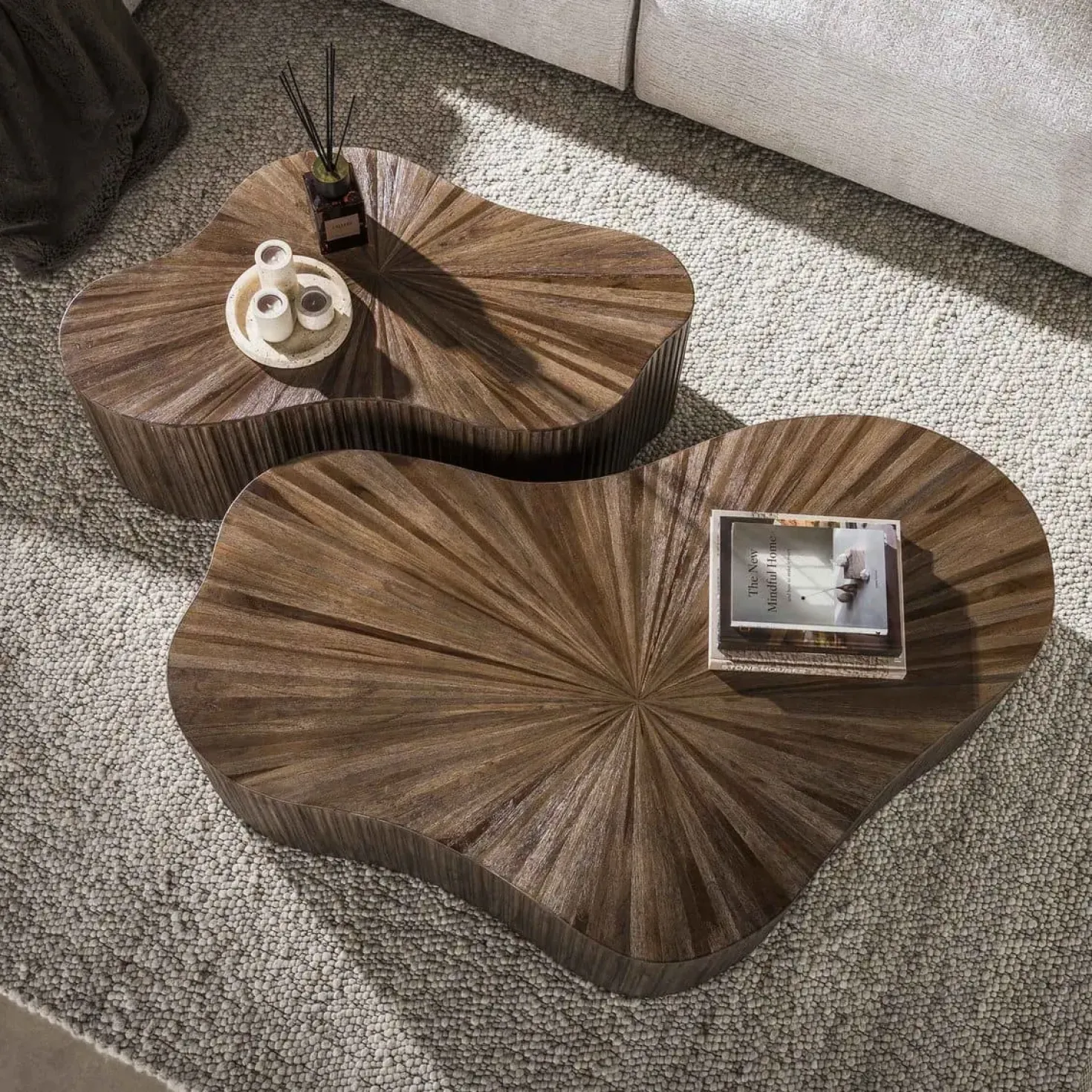 Jill Teak XL Salontafel Shamrock Set van 2 Teakhout Espresso
