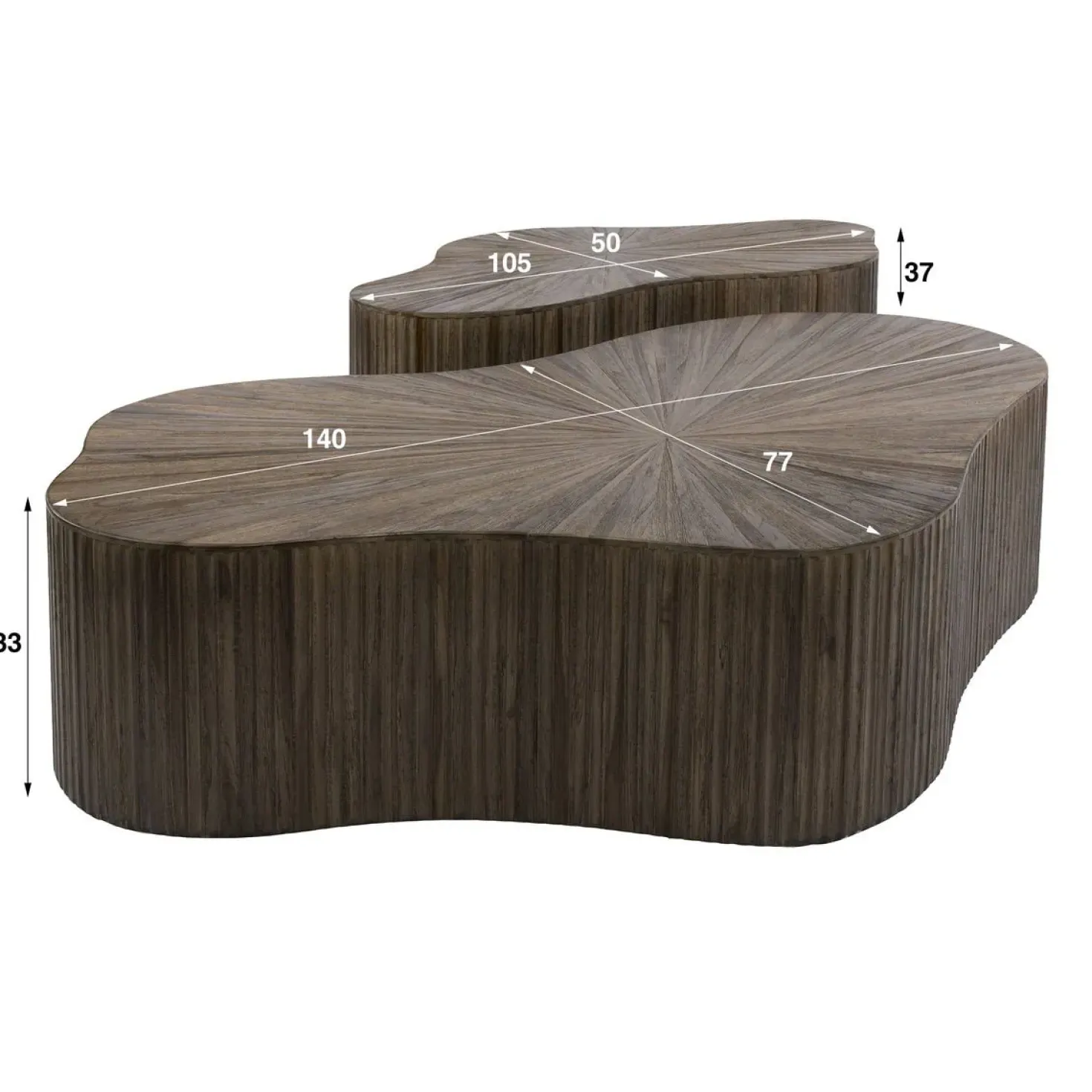 Jill Teak XL Salontafel Shamrock Set van 2 Teakhout Espresso
